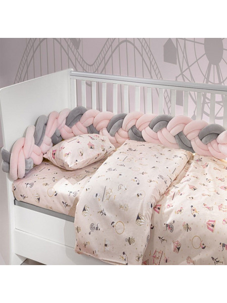 Saint Clair Πάντα Κούνιας Πλεξούδα Bump Girl Γκρι Ροζ 20x200cm