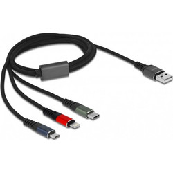 DeLOCK 87277 καλώδιο USB 1 m USB 2.0 USB A Micro-USB B/Lightning/Apple 30-pin Πράσινος (Πράσινο) Μαύρος (Μαύρο) Κόκκινο, Μπλε