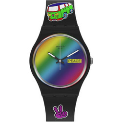 Swatch Γυναικείο Ρολόι με Μαύρο Καουτσούκ Λουράκι SO31B101