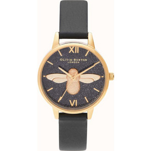 Olivia Burton 3D Bee Γυναικείο Ρολόι με Μαύρο Δερμάτινο Λουράκι OB16GD48 Olivia Burton 3D Bee Γυναικείο Ρολόι με Μαύρο Δερμάτινο Λουράκι OB16GD48