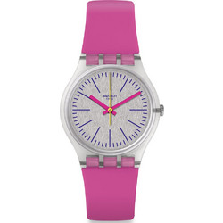 Swatch Γυναικείο Ρολόι με Ροζ Καουτσούκ Λουράκι GE256
