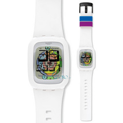 Swatch Squaredance Ανδρικό Ρολόι με Λευκό Καουτσούκ Λουράκι SURW107