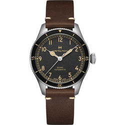 Hamilton Khaki Aviation Ανδρικό Ρολόι Αυτόματο με Καφέ Δερμάτινο Λουράκι H76205530