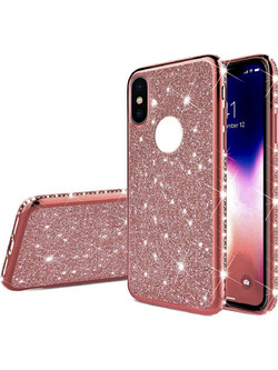 Θήκη iPhone XS Max Forcell Με Strass και Glitter Shine Cover Hard Case -Rose Gold