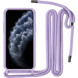 Θήκη iPhone 13 Pro Max Back Cover Hard Case με Λουράκι Κορδόνι Λαιμού -Λιλά