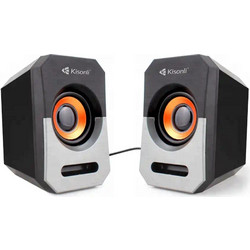 Kisonli 606 Ηχεία Υπολογιστή 2.0 6W Black Grey