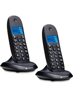 Motorola C1002 Ασύρματο Τηλέφωνο Σετ Duo Μαύρο