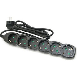 Πολύπριζο με καλώδιο 3x1mm 1.5μ 6 θέσεων σούκο σε μαύρο χρώμα χωρίς διακόπτη - 15-315560