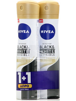 Nivea Black & White Invisible Silky Smooth Γυναικείο Αποσμητικό Spray 48h 2x150ml