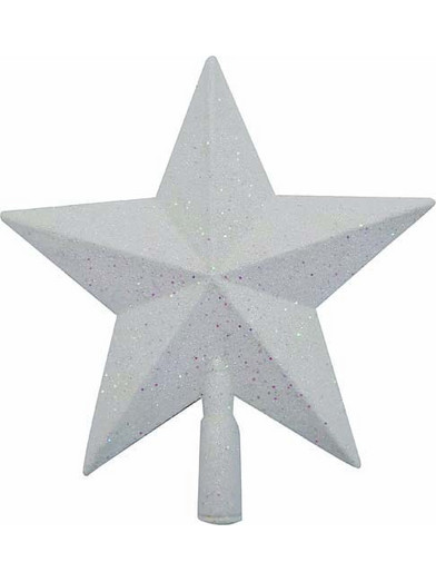 Κορυφή Δέντρου Πλαστική Με Glitter Λευκή - Σετ 6τμχ. (15εκ.) 57349