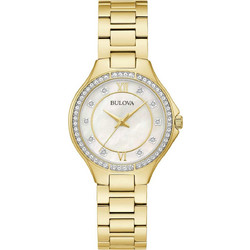 Bulova Crystal Γυναικείο Ρολόι με Χρυσό Μεταλλικό Μπρασελέ 98L295