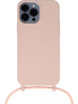 Θήκη Back Cover Σιλικόνης για Apple iPhone 15 Pro Max με Λουράκι Ροζ