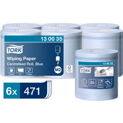 Ρολό Centerfeed Μπλε 1φυλλο 165m 6 Ρολά Tork Wiping Paper 130035