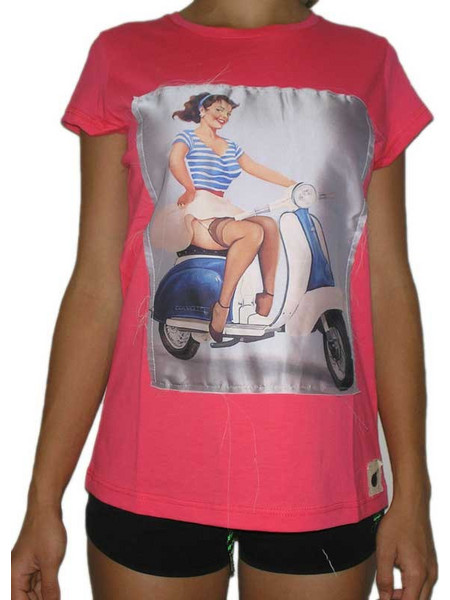 Bigbong γυναικείο t-shirt φούξια με πατσγουόρκ στάμπα bb-063