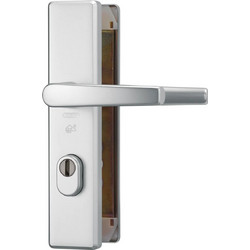 ABUS BLZS110 Πόμολο Εξωτερικής/Ασφαλείας Πόρτας Νίκελ Ματ Πλάκα Ζευγάρι 110mm