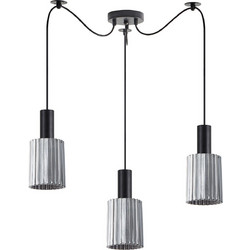 Home Lighting Κρεμαστό Φωτιστικό Οροφής Τρίφωτο E27 Μαύρο SE21-BL-4-BL3-GL1 77-8485