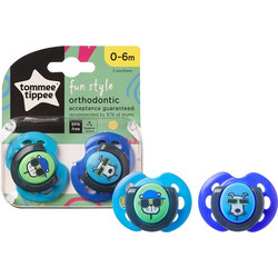 Tommee Tippee Ορθοδοντικές Πιπίλες Σιλικόνης 0-6m Fun Style Σκυλάκια Μπλε 2τμχ