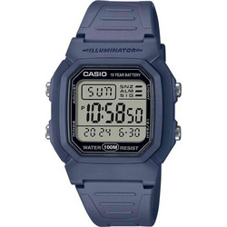 Casio Illuminator Ψηφιακό Ανδρικό Ρολόι Χρονογράφος με Μπλε Καουτσούκ Λουράκι W-800H-2AVES