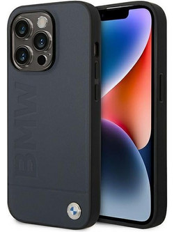 Case BMW BMHMP14XSLLNA iPhone 14 Pro Max 6.7" navy/navy hardcase Leather Hot Stamp MagSafe