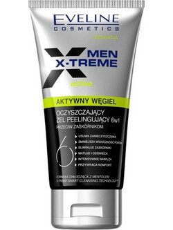 Eveline Men X-Treme Cleansing Activated Charcoal 6in1 Gel Χημικό Peeling Προσώπου 150ml