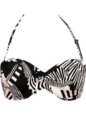 Rock Club Bikini Top Strapless με Ενίσχυση Μαύρο Μπεζ BP-2391