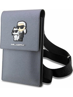 Karl Lagerfeld Τσάντα KLWBSAKCPMG ασημί Saffiano Karl +amp Choupette