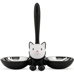 Δοχείο Φαγητού Γάτας 2 Θέσεων Tigrito AMMI09 B 32x16x28cm Silver-Black Alessi