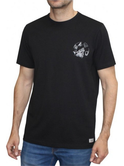 T-shirt μαύρο με στάμπα γκρίζο λύκο μπροστά και πίσω - FORESTAL
