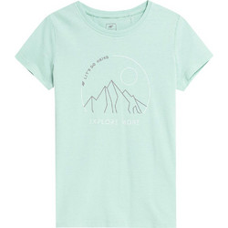 4F Παιδικό T-Shirt Κοντομάνικο Τιρκουάζ JSS23-TTSHF387-47S