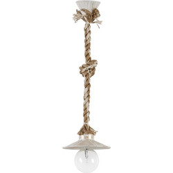 Heronia Lighting Κρεμαστό Φωτιστικό Οροφής με Σχοινί Μονόφωτο Λευκό 31-1104