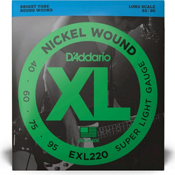 D'Addario EXL220 Σετ 4 Χορδές Ηλεκτρικού Μπάσου Nickel Plated Steel 40-95" Extra Light Tension