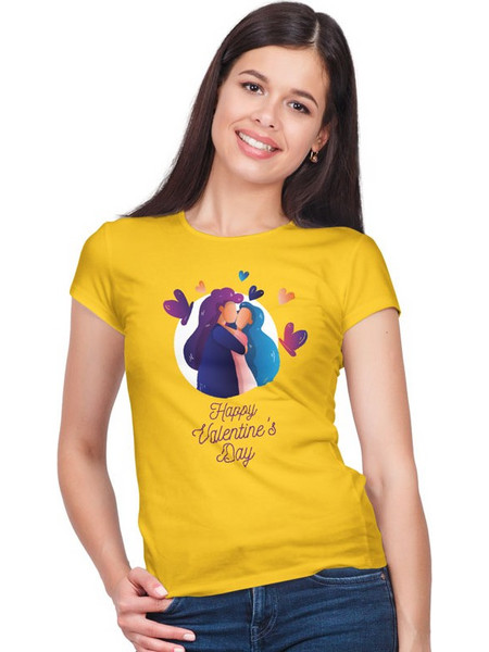 Same Sex Happy Valentines Day (Κοντομάνικο Γυναικείο) - Gold
