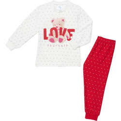 PRETTY BABY Πυτζάμα Love Yourself 69184 Κρεμ-Κόκκινο βρεφική χειμερινή με τύπωμα, βαμβακερή 100%