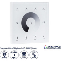 73159 T11 SKYDANCE Ασύρματο DMX512 Επιτοίχιο Χειριστήριο RF 2.4Ghz 4 Group για όλα τα SKYDANCE DMX512 Controller AC 100-240V Max 0.1A - IP20 Μ8.5 x Μ8.5 x Π8.5 x Υ3.5cm