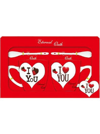 Σετ Κούπα I Love You'' Κεραμική 4 Τεμχ 330ml