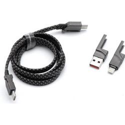 Καλώδιο Σύνδεσης Forcell 4in1 Type C / USB A to Type C / Lightning QC PD 3A 60W 1m Chrome