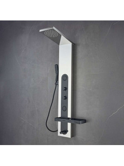 Oikossi Bliss Chrome Mirror & Black Mat Στήλη Ντουζ Υδρομασάζ 4 Εξόδων