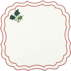 Σουπλά Σετ 4 Τεμαχίων Coated Linen Krinkle Holly Agrifoglio White/Cardinal La Gallina Matta (38x38 cm)