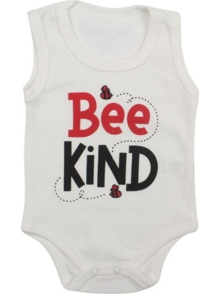 Κορμάκι Βρεφικό Αμάνικο Bee Kind D9014 - ΛΕΥΚΟ