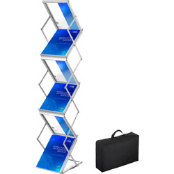 VEVOR Literature Rack, 6 τσέπες, Pop up ράφι περιοδικών από αλουμίνιο, ελαφριά βάση βάσης καταλόγου με τσάντα μεταφοράς για σαλόνι, ξενοδοχείο, εμπορική έκθεση, έκθεση, γραφείο