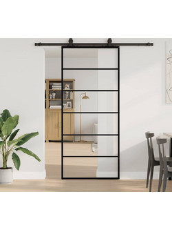 vidaXL Πόρτα Εσωτερική Συρόμενη Γυάλινη Διάφανη 90x205cm 3375788