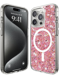 Techsuit Sparkly Glitter MagSafe - θήκη για Apple iPhone 16 Pro - Ροζ