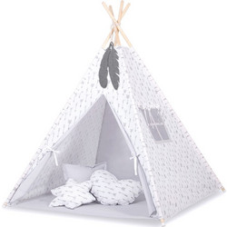 MINI Set: Teepees tent+play mat + decorative feathers- Grey arrows