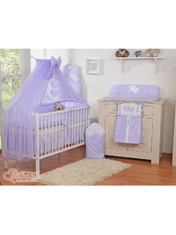Σετ Προίκας Μωρού 5τμχ Με Κουνουπιέρα - Hanging Hearts lilac