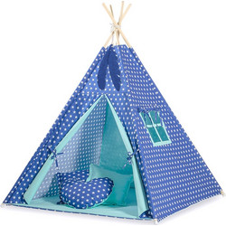 MINI Set: Teepees tent+play mat + decorative feathers - Stars navy blue
