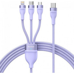 Baseus 3in1 USB cable Flash Series 2, USB-C + micro USB + Lightning, 100W, 1.5m (purple) (CASS030205) (BASCASS030205)