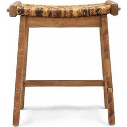 Σκαμπό φαγητού FLORES DBO0185 Ύψος: 45cm Μήκος: 36cm Βάθος: 65cm από ανακυκλωμένο ξύλο teak και έδρα από twisted abaca