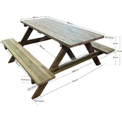 Τραπέζι κήπου έξι ατόμων με ενιαίο κάθισμα-Tesias Group