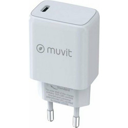 Muvit Φορτιστής Χωρίς Καλώδιο με Θύρα USB-C 20W White