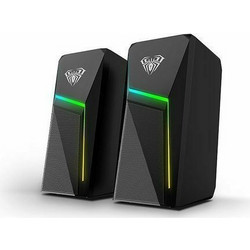 Aula N-521 Ηχεία Υπολογιστή 2.0 3W με RGB Φωτισμό Black